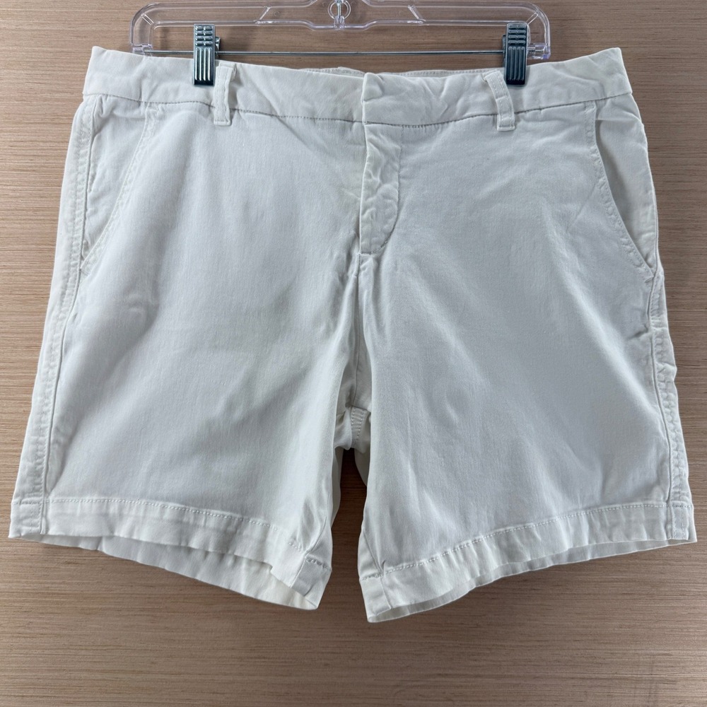 Market & Spruce Womens White Chino Shorts Size 12 Cotton Stretch Mid Rise Casual